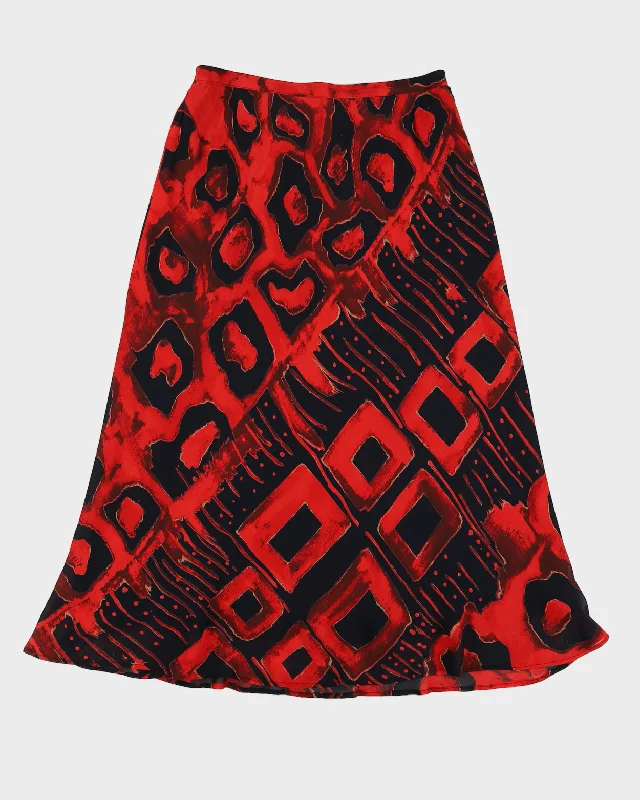 Vintage 90s Carole Little Red Printed Maxi Skirt - XL corduroy skirt comfortable