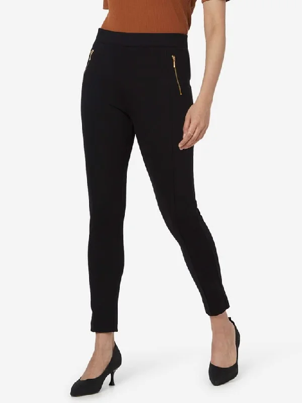 Wardrobe Black Zip Design Kesper Pointe Pants Casual Yoga Pants