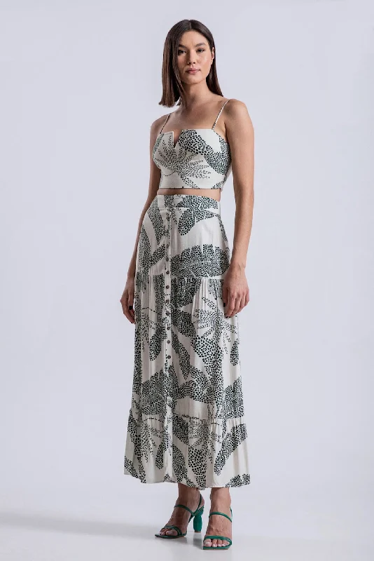 Green Palm Skirt linen skirt relaxed