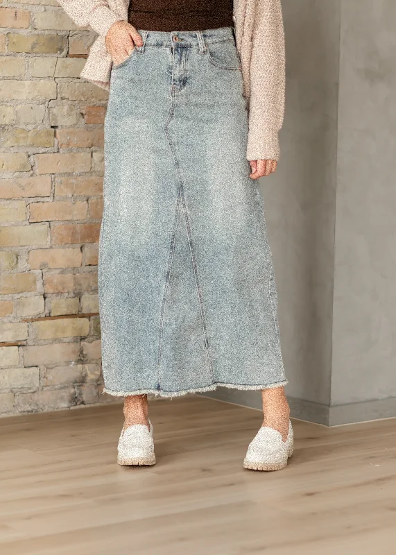 Piper A-line Long Denim Maxi Skirt wool skirt thick