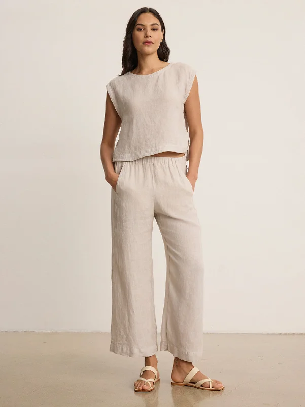 Lola Linen Pant - Cobble Elegant Wool Trousers