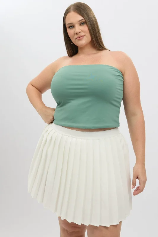 White Tennis Skirt elastic waist skirt