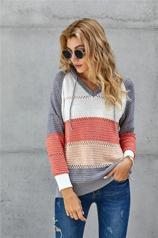 Sweater Hoodie - Grey/Pumpkin Mix Terry Blend Velvet Blend Canvas Blend