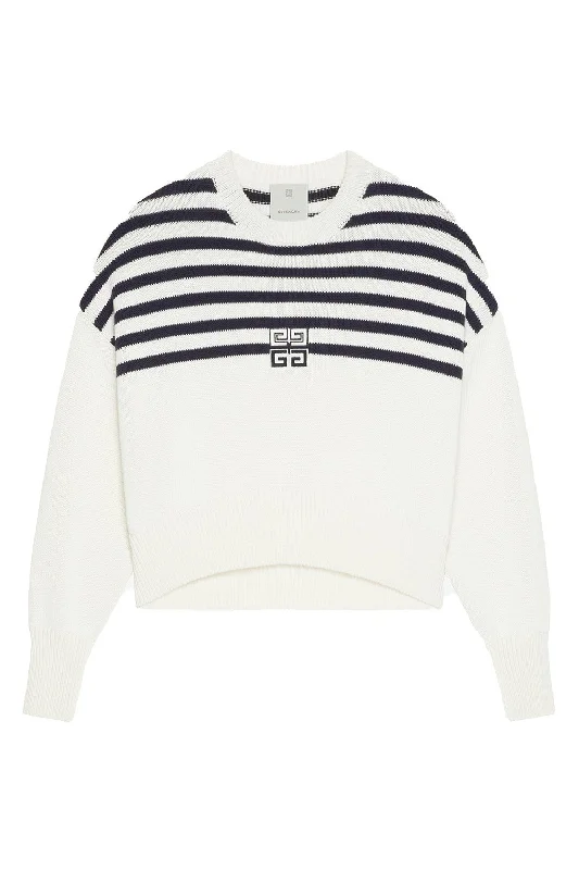 4G Striped Sweater Hooded Caped Shawl Collar