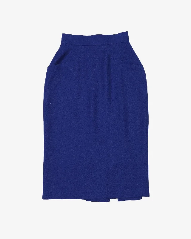 1990s  Blue High Waisted Pencil Wool Skirt - XS tulle skirt dreamy