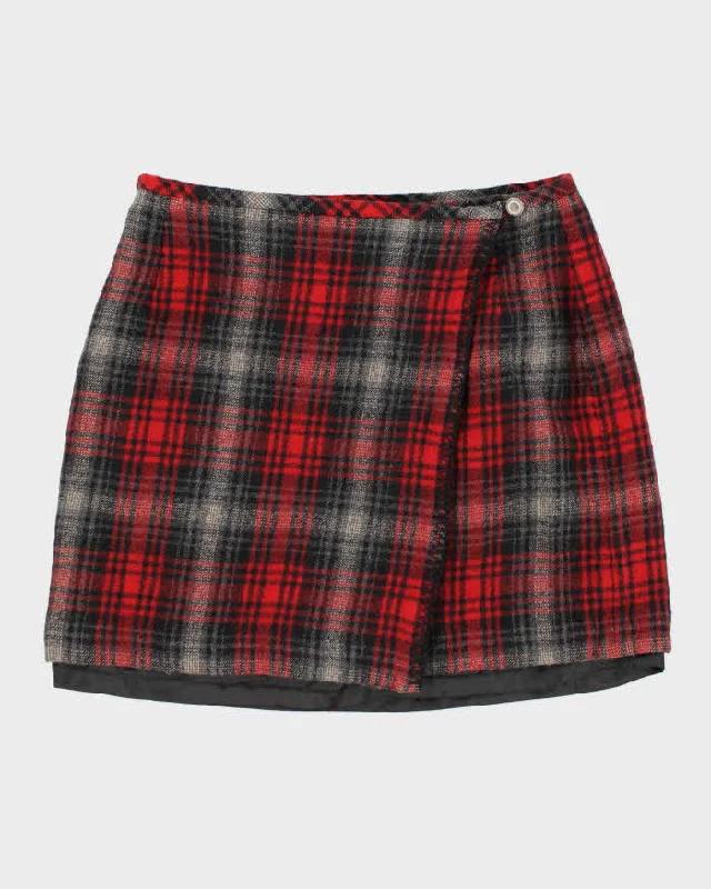 Womens Red Eddie Bauer Wool Mini Wrap Skirt - S velvet skirt luxury