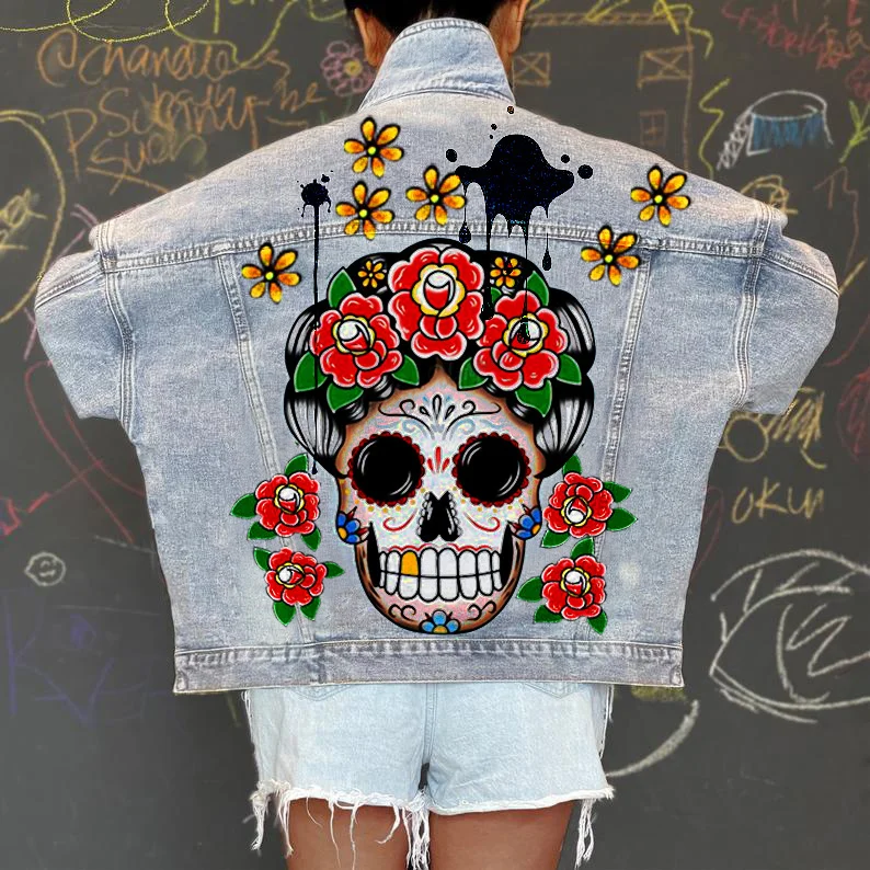 Women Casual Long Sleeves Graphic Printed Single-Breasted Denim Jacket Herringbone Jacket Checkered Jacket Solid Jacket Women Casual Long Sleeves Graphic Printed Single-Breasted Denim Jacket Herringbone Jacket Checkered Jacket Solid Jacket