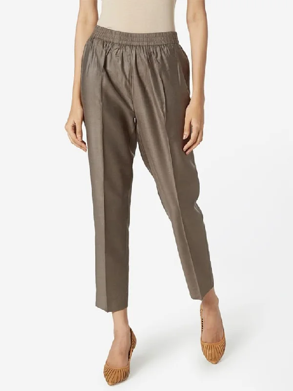 Zuba Dark Grey Ethnic Pants Chic Slim Fit Pants