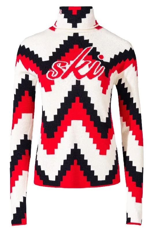 Chevron Sweater - Red Glossy Satin Silk