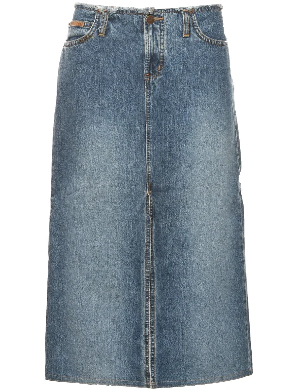 Stone Wash Y2K Denim A-line Skirt - L chiffon skirt lightweight