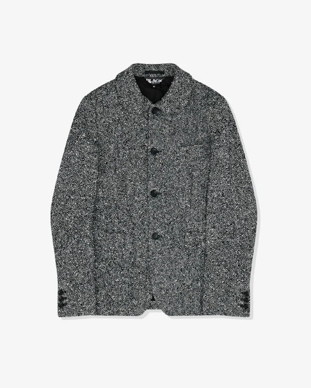 BLACK Comme des Garçons Unisex Tweed Nep Jacket (Black/White) Insulated Jacket Fitted Jacket Loose Jacket BLACK Comme des Garçons Unisex Tweed Nep Jacket (Black/White) Insulated Jacket Fitted Jacket Loose Jacket