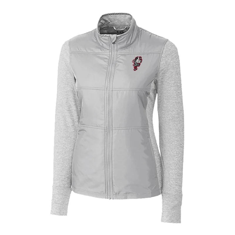 Ladies Ohio State Buckeyes Cutter & Buck Stealth Hybrid Quilted Gray Full Zip Jacket Cotton Jacket Linen Jacket Terry Jacket Ladies Ohio State Buckeyes Cutter & Buck Stealth Hybrid Quilted Gray Full Zip Jacket Cotton Jacket Linen Jacket Terry Jacket
