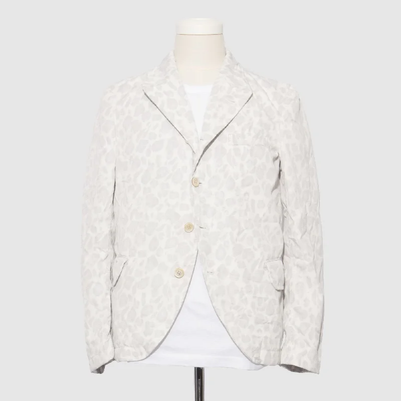 BLACK Comme des Garçons Leopard Tailored Jacket (White) Satin Jacket Silk Jacket Chiffon Jacket