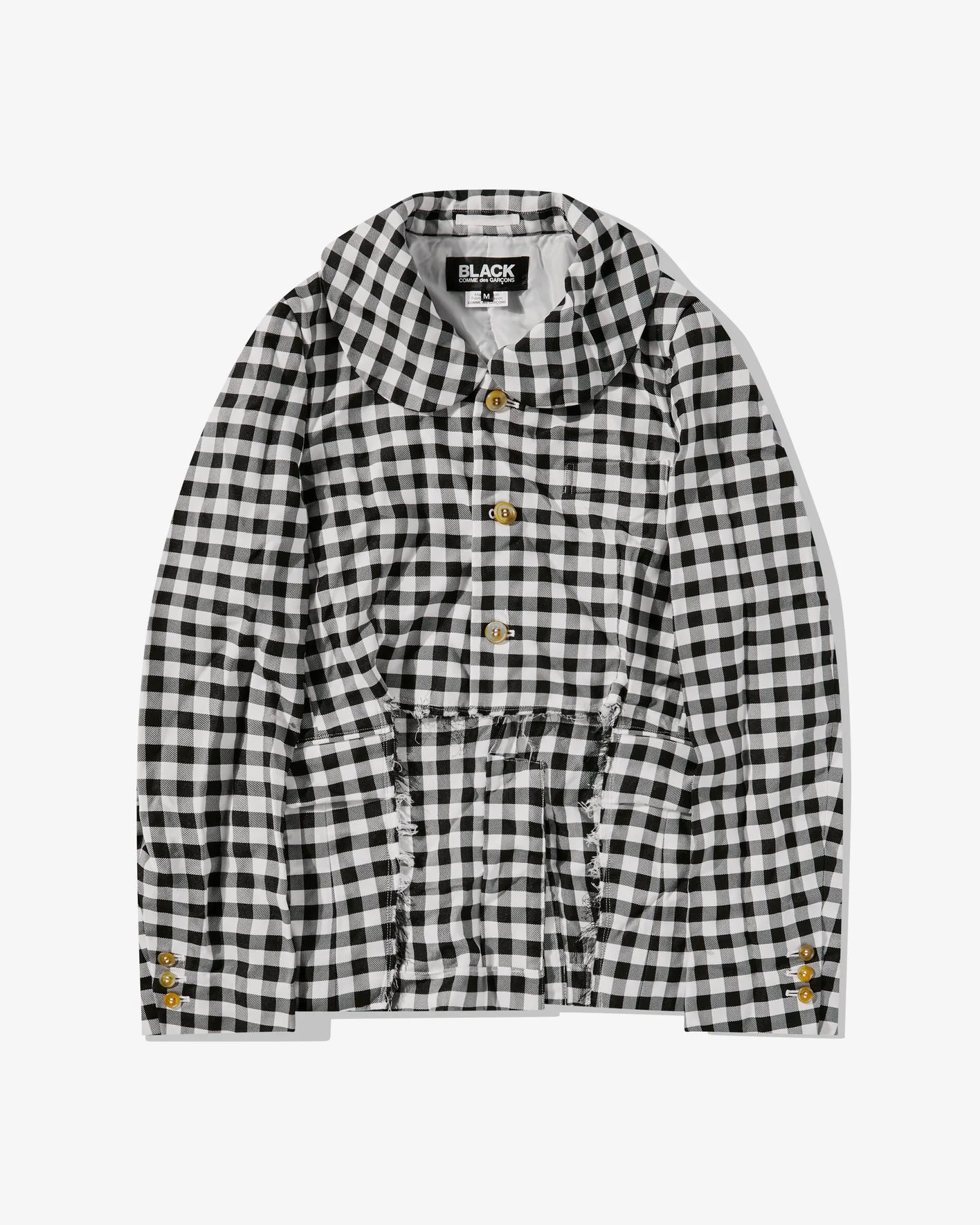 BLACK Comme des Garçons Cut Out Checked Jacket (Black/White) Denim Jacket Leather Jacket Suede Jacket BLACK Comme des Garçons Cut Out Checked Jacket (Black/White) Denim Jacket Leather Jacket Suede Jacket