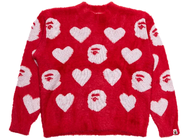 A Bathing Ape I Love Bape Monogram Wool Mix Sweater Cotton Fabric Linen Fabric Terry Fabric