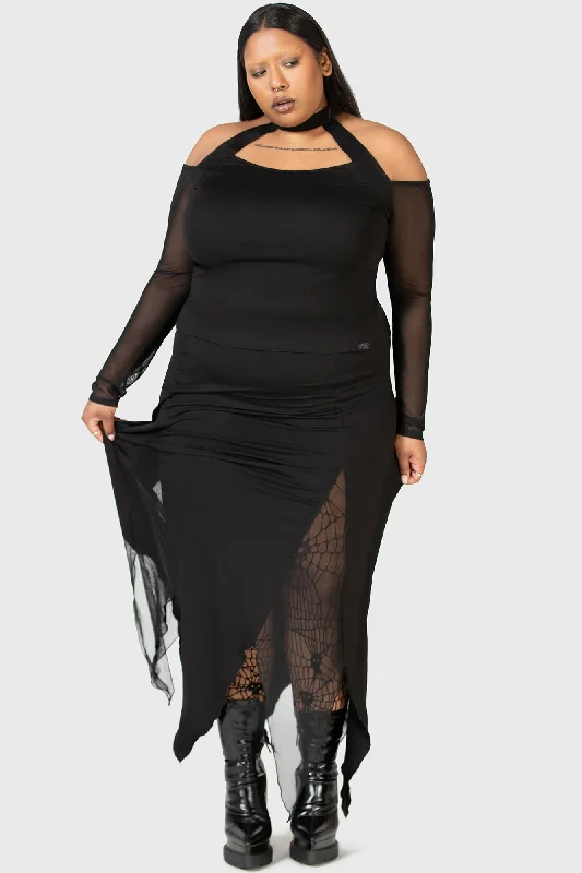 The Grimmer The Better Midi Skirt [PLUS] velvet skirt luxurious