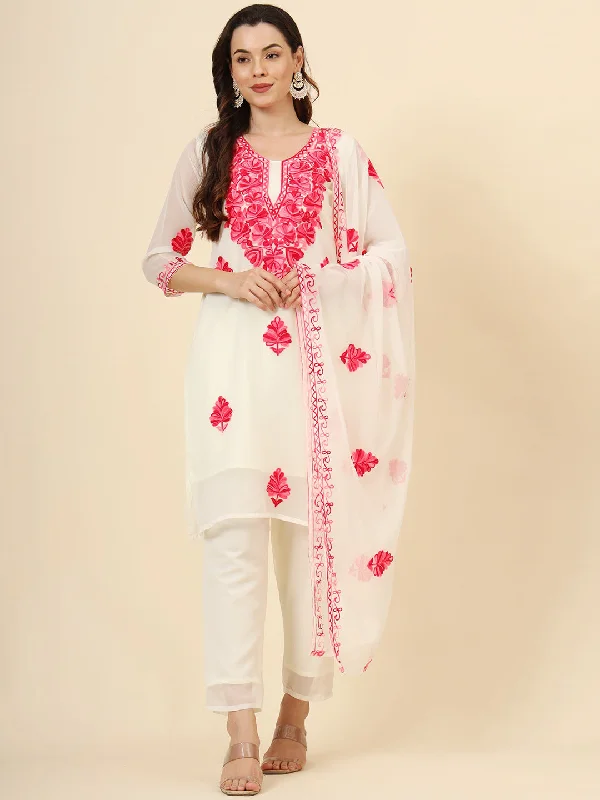 Pink Designer Attractive Readymade Pant Suit With Chikankari Embroidery Work Cozy Lounge Pants Pink Designer Attractive Readymade Pant Suit With Chikankari Embroidery Work Cozy Lounge Pants