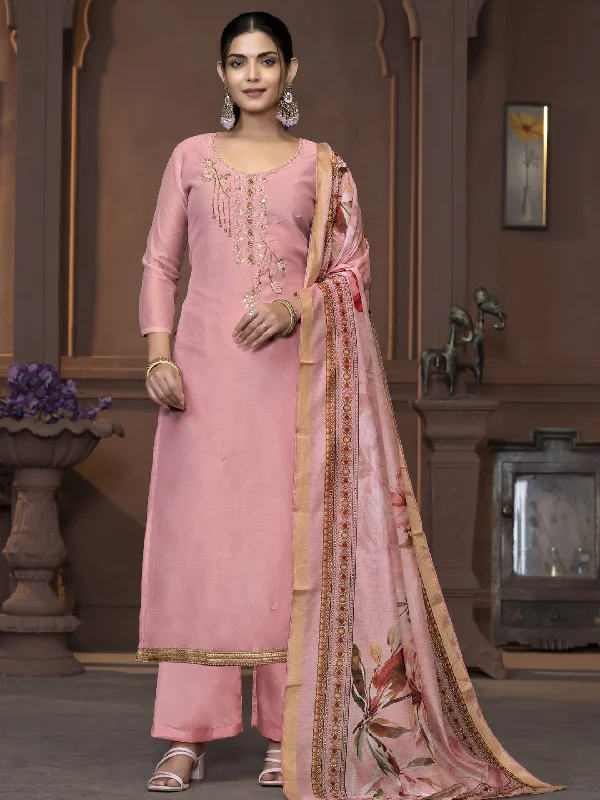 Pink Designer Readymade Pant Suit With Wevon Design Hand Work Comfortable Jogging Pants Pink Designer Readymade Pant Suit With Wevon Design Hand Work Comfortable Jogging Pants