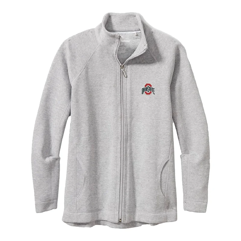 Ladies Ohio State Buckeyes Aruba Gray Full Zip Jacket Zippered Front Buttoned Front Snap Front Ladies Ohio State Buckeyes Aruba Gray Full Zip Jacket Zippered Front Buttoned Front Snap Front