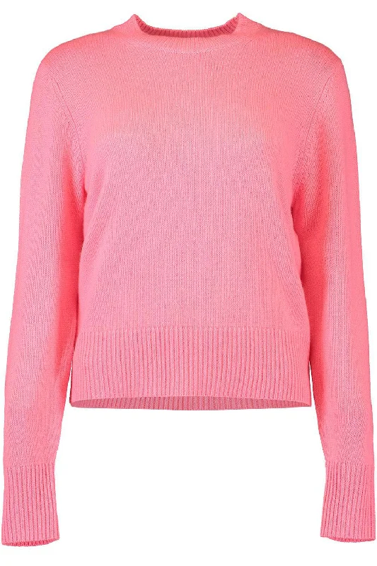 Long Sleeve Sweater - Strawberry Front Pockets Side Pockets Patch Pockets