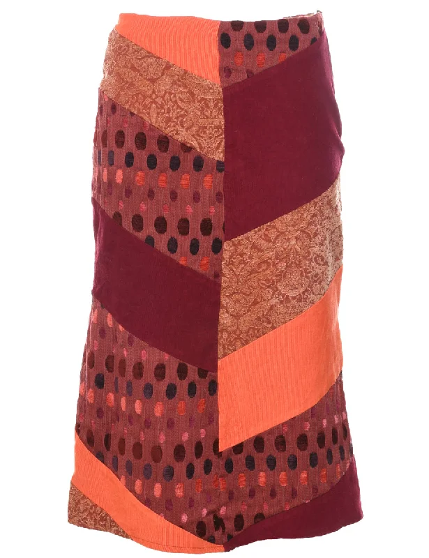 Y2K Patchwork Midi Skirt - S pleated skirt texture