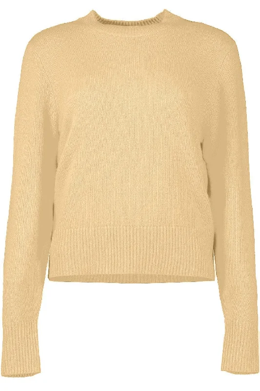 Long Sleeve Sweater - Macadamia Wool Fabric Cashmere Fabric Tweed Fabric