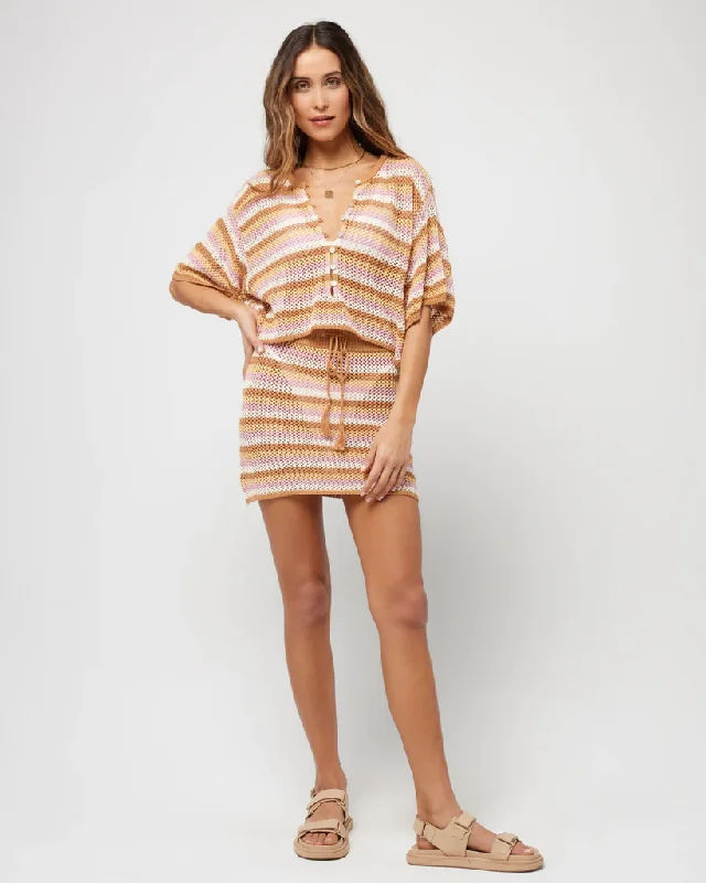 Crochet Skirt & Top Set in Cancun Stripe velvet skirt luxury
