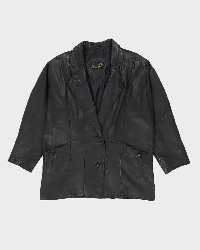 00s Black Leather Oversized Jacket - M / L Herringbone Jacket Checkered Jacket Solid Jacket 00s Black Leather Oversized Jacket - M / L Herringbone Jacket Checkered Jacket Solid Jacket