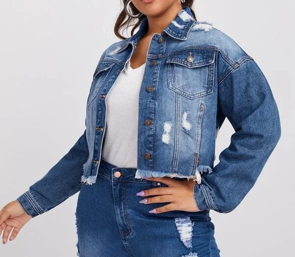 Women Ripped Denim Jacket Jacket Blazer Coat