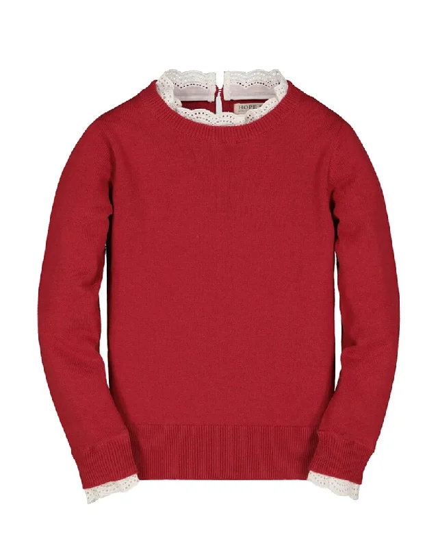 Hope & Henry Fancy Trim Sweater Lightweight Heavyweight Midweight