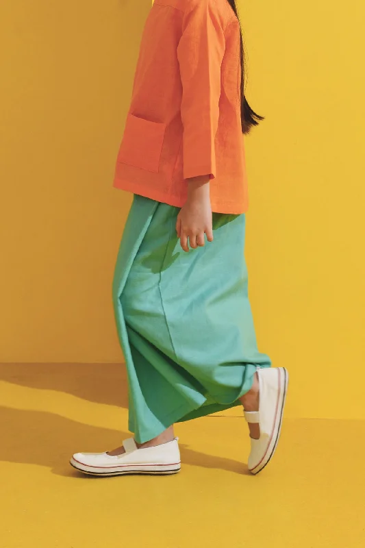 The Kurnia Folded Skirt - Tiffany Green corduroy skirt cozy