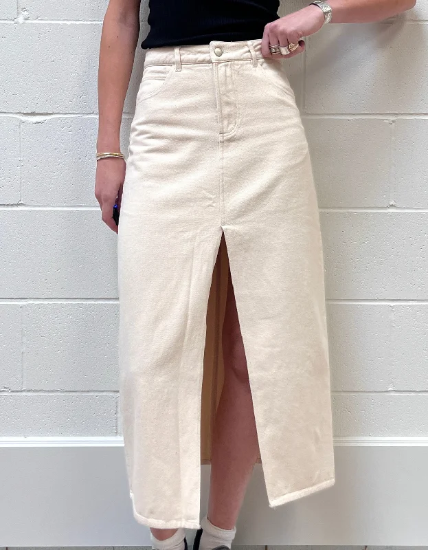 Mika Maxi Skirt in Sand velvet skirt sumptuous