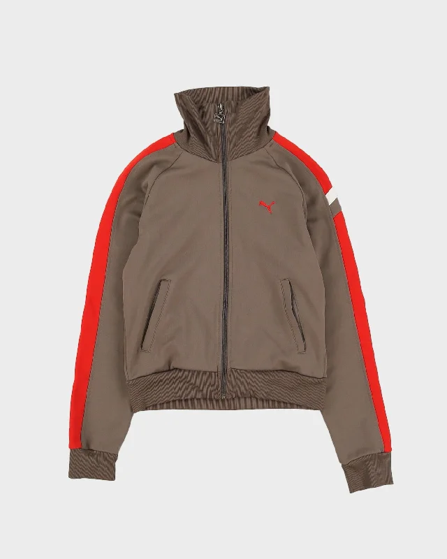 00s Puma Brown Track Jacket - S Welt Pockets Slit Pockets Flap Pockets
