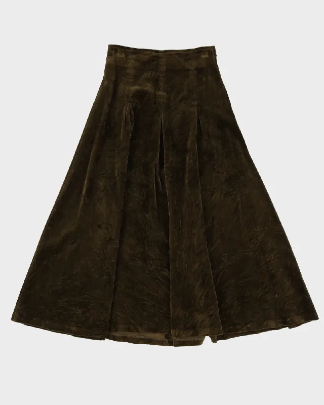 Benetton Moss Green Velvet Skirt - XS modal blend skirt