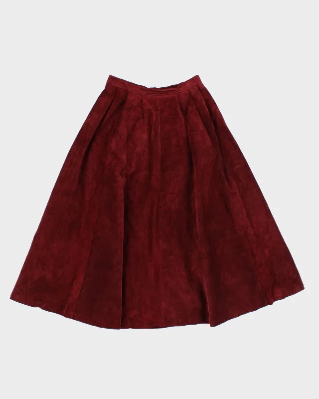 90's Leather Suede Maroon Skirt - W26 linen skirt breathable