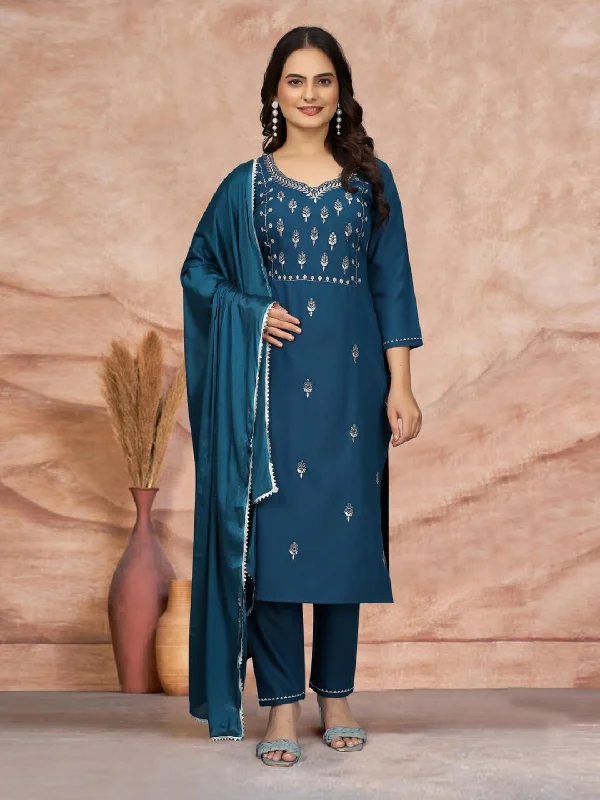 Teal Trendy Designer Readymade Pant Suit With Embroidery Work Stylish Paperbag Waist Pants Teal Trendy Designer Readymade Pant Suit With Embroidery Work Stylish Paperbag Waist Pants