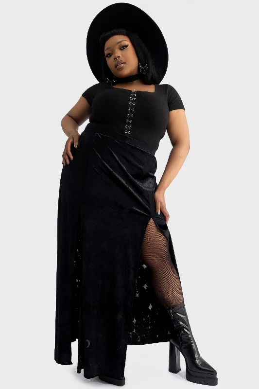 Coma Star Maxi Skirt [PLUS] chiffon skirt flowing