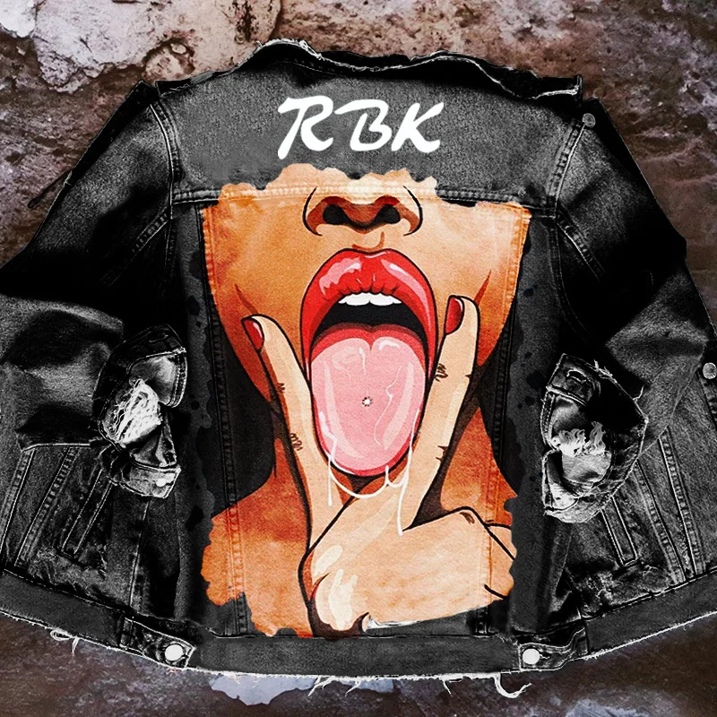 Women Casual Long Sleeves Graphic Printed Single-Breasted Denim Jacket Satin Jacket Silk Jacket Chiffon Jacket Women Casual Long Sleeves Graphic Printed Single-Breasted Denim Jacket Satin Jacket Silk Jacket Chiffon Jacket