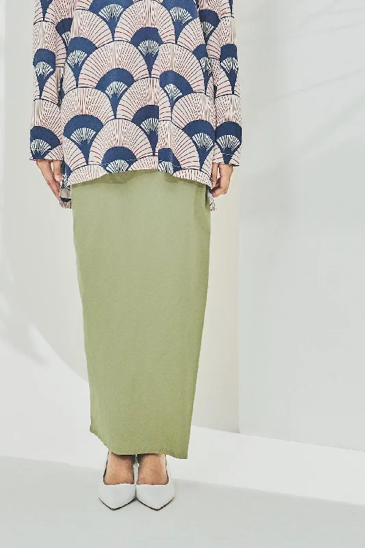 The Timur Women Overlay Skirt - Olive velvet skirt rich