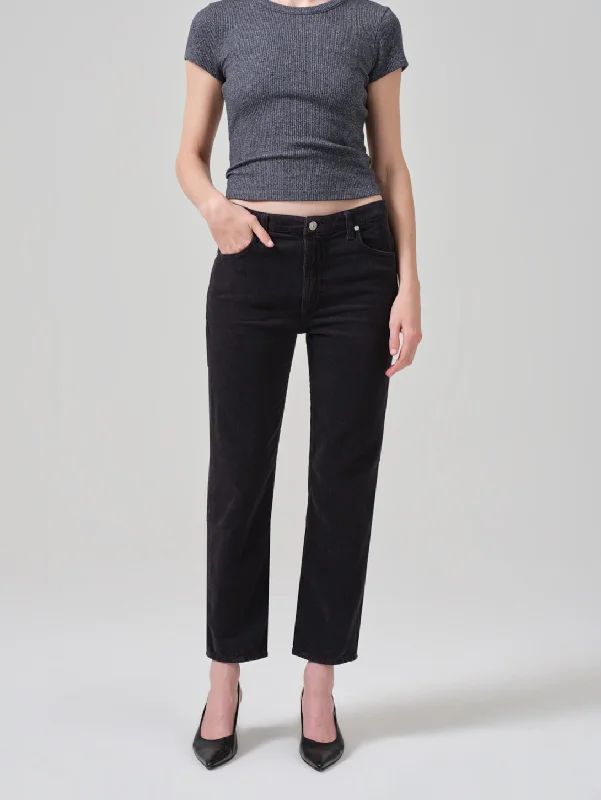 Zurie Straight Leg Corduroy Pant - Cracked Pepper Elegant High-Waist Pants