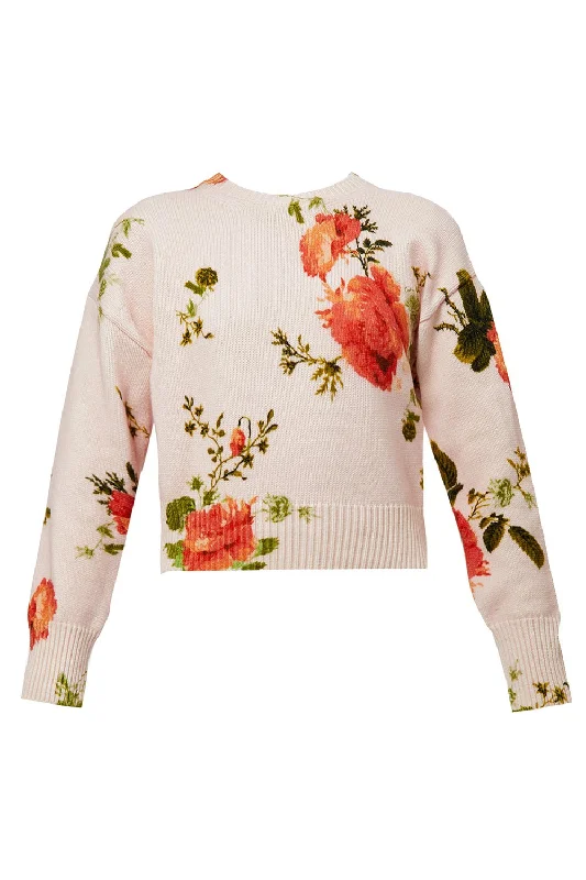 Floral Crew Neck Sweater Collared Crew Neck Turtle Neck