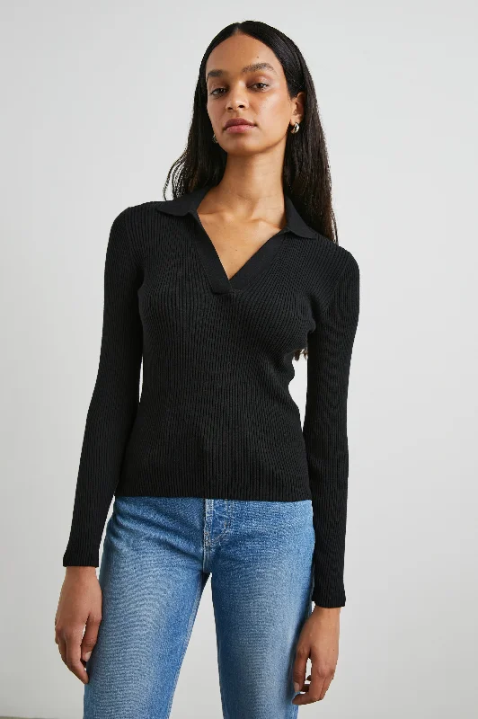 KENNEDY SWEATER - BLACK Print Jacquard Patchwork