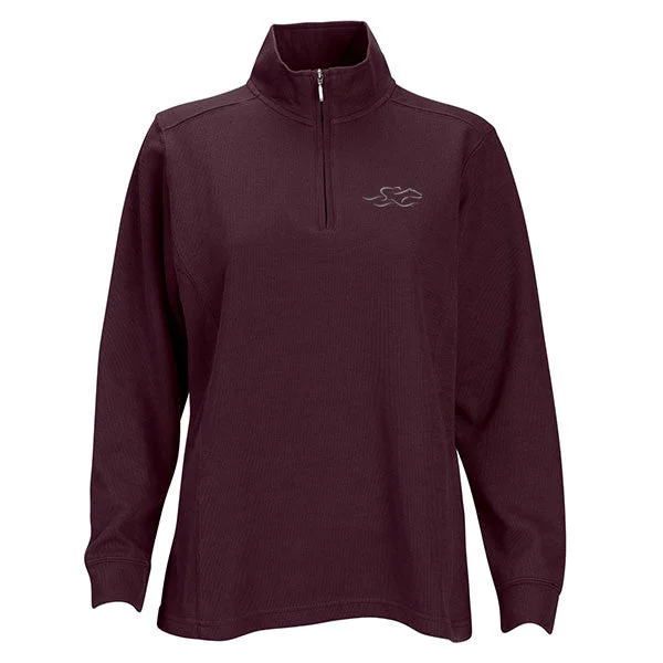 Womens Harbor Rib Qtr Zip Sweater - Cardinal Chenille Blend Fleece Blend Nylon Blend