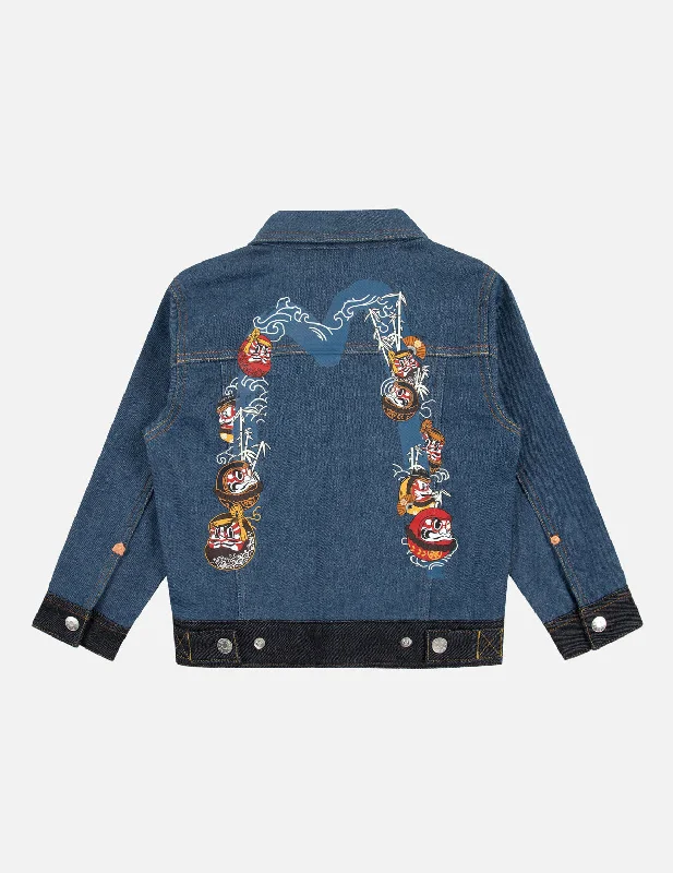 Daruma Daicock Print Regular Fit Fabric Blocking Denim Jacket Denim Jacket Leather Jacket Suede Jacket Daruma Daicock Print Regular Fit Fabric Blocking Denim Jacket Denim Jacket Leather Jacket Suede Jacket