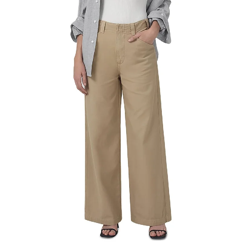 Citizens of Humanity Womens Paloma Solid Cotton Wide Leg Pants Slim-Fit Leggings