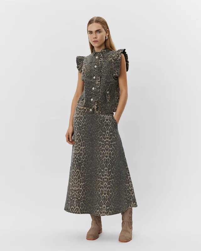 SELIASW SKIRT - Light brown leopard pencil skirt chic