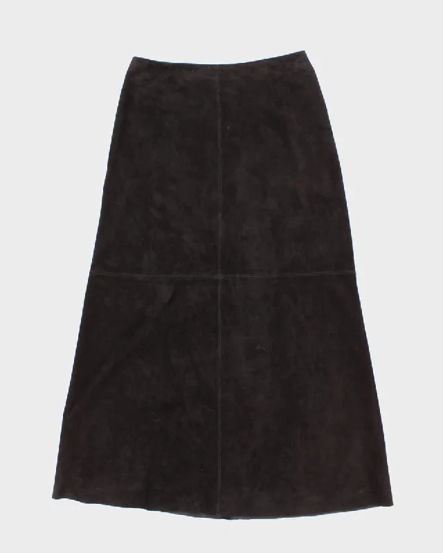 90's Leather Suede Black Skirt - W30 velvet skirt plush