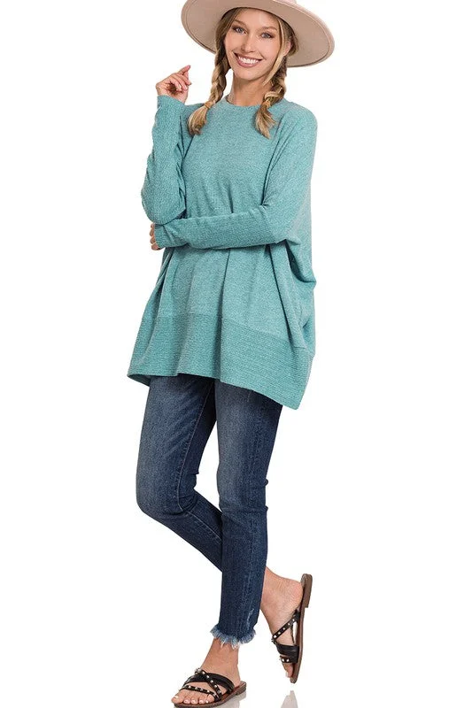 Zenana Free Flowing Fall Sweater - Dusty Teal Long Sweater Short Sweater Cropped Sweater Zenana Free Flowing Fall Sweater - Dusty Teal Long Sweater Short Sweater Cropped Sweater