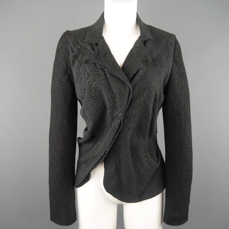 LOST & FOUND Size S Charcoal & Black Ruched Body Jacket Cotton Jacket Linen Jacket Terry Jacket LOST & FOUND Size S Charcoal & Black Ruched Body Jacket Cotton Jacket Linen Jacket Terry Jacket