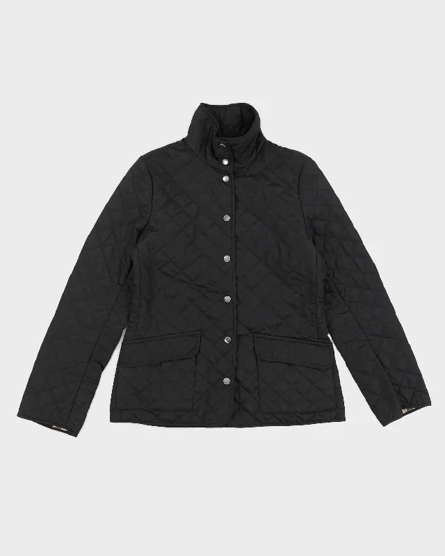 Burberry Brit Black Quilted Jacket - S Stand-Up Collar Roll-Neck Collar Turtle Neck